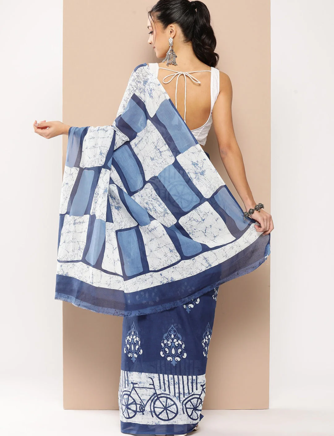  Indigo cotton saree