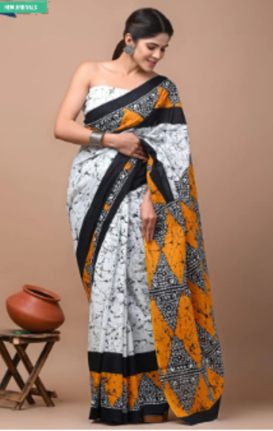 Multicolor ikat cotton saree