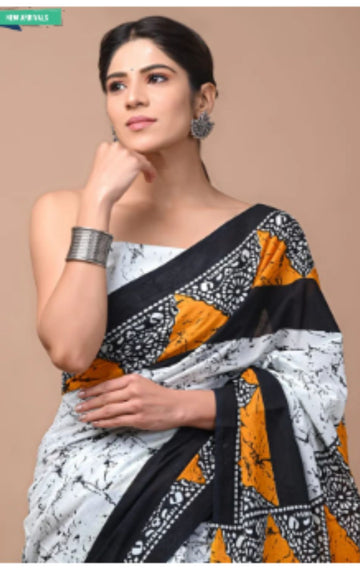 Multicolor ikat cotton saree