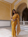 Yellow ikkat cotton saree