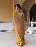 Yellow ikkat cotton saree