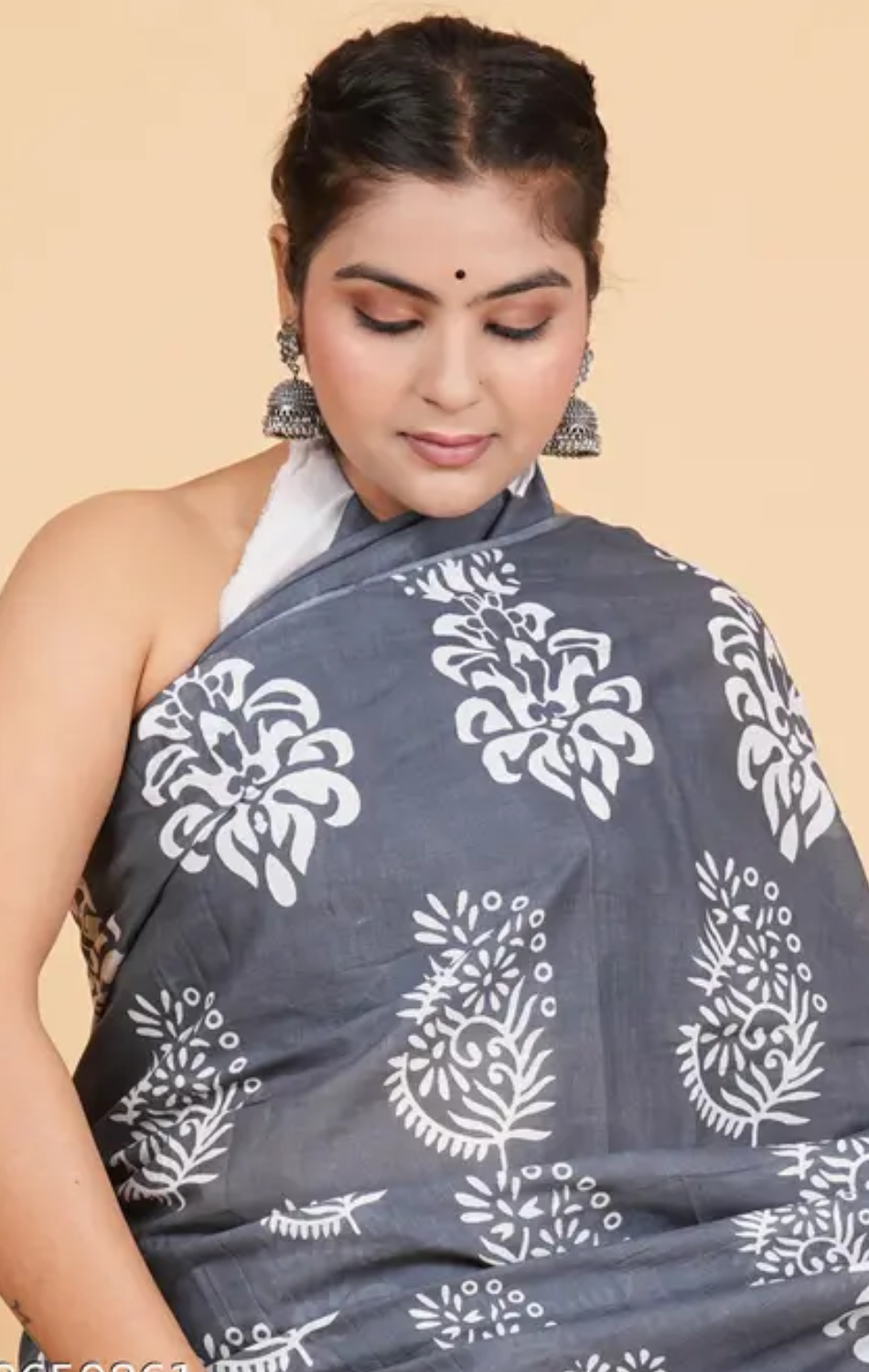 Buy Grey mul mul cotton saree