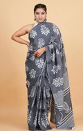 Buy Grey mul mul cotton saree