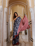 Buy Grey Printed cotton saree