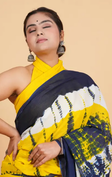 Yellow Batik Print Saree