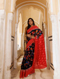 Buy Red cotton printed saree