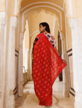 Buy Red cotton printed saree