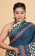 Multicolour Ajrakh Printed Saree