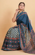 Multicolour Ajrakh Printed Saree