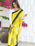 Yellow pure cotton saree