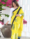 Yellow pure cotton saree